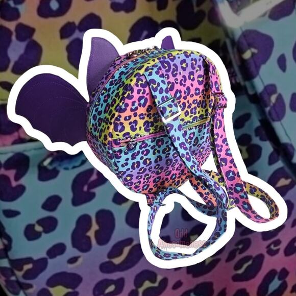 Lazlo Mini Round Bat Back Pack Book Bag Rainbow Animal Cheetah Print Y2K USA